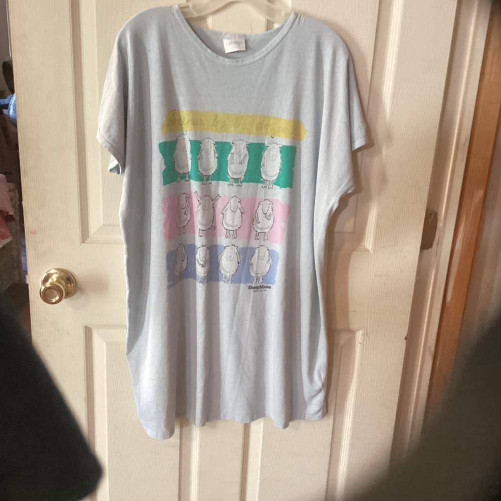 Catnaps Vintage 1988 Sheepmates Sleep Shirt Blue One Size Nightgown USA Made